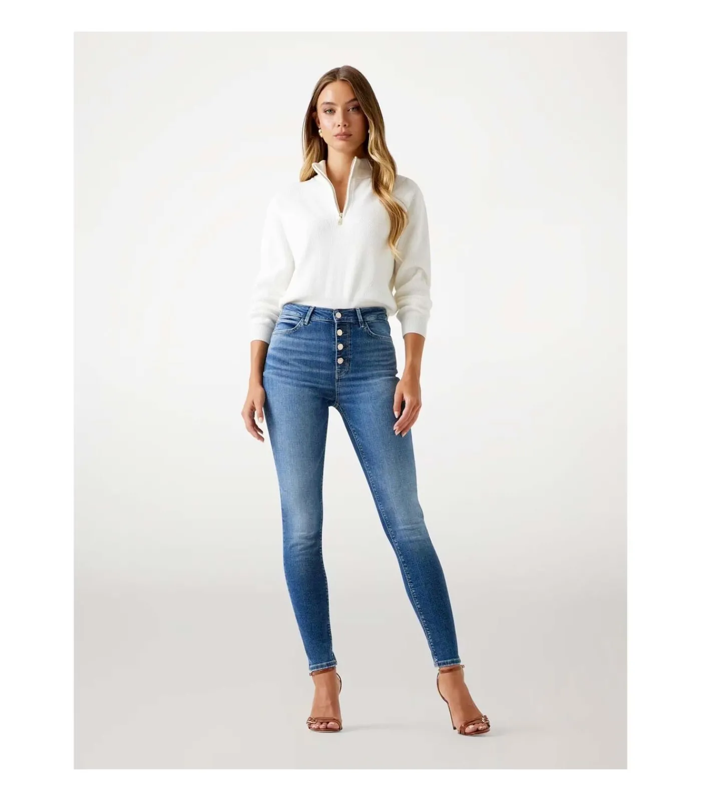 GUESS 1981 Exposed Button blue Sale