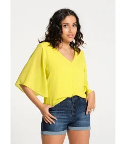 J&JOY 3/4 vloeibare mouwen blouse green New