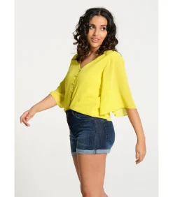 J&JOY 3/4 vloeibare mouwen blouse green New