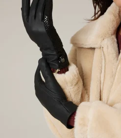 Deeluxe ACHY - Leren handschoenen met contrasterende luipaardstreep black New