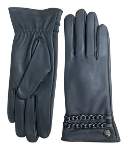 Deeluxe ACME - Leren handschoenen met decoratieve metalen kettingen black Online