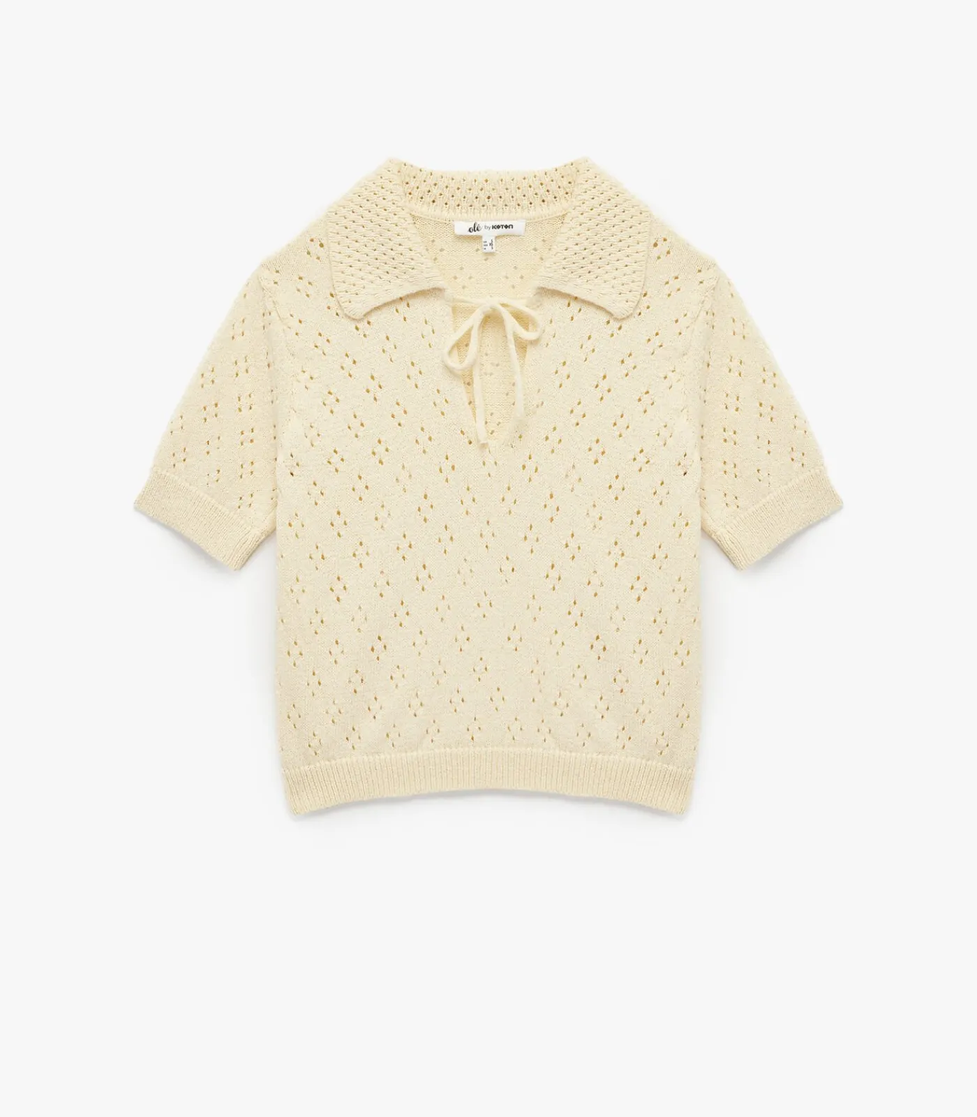 Koton Ajourtrui Korte Mouwen Met Strik beige