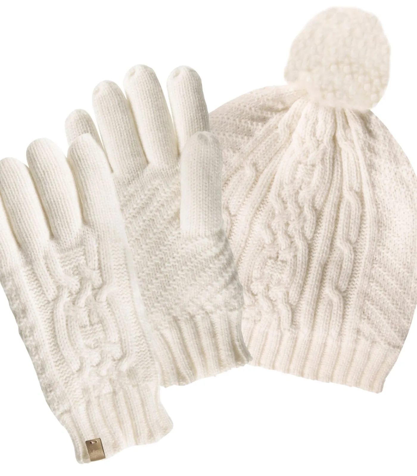 ISOTONER Aran gebreide damespet wit white Hot