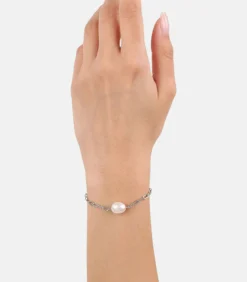s.Oliver Armband m.Anh. voor dames, roestvrij staal, gekweekte zoetwaterparel silver