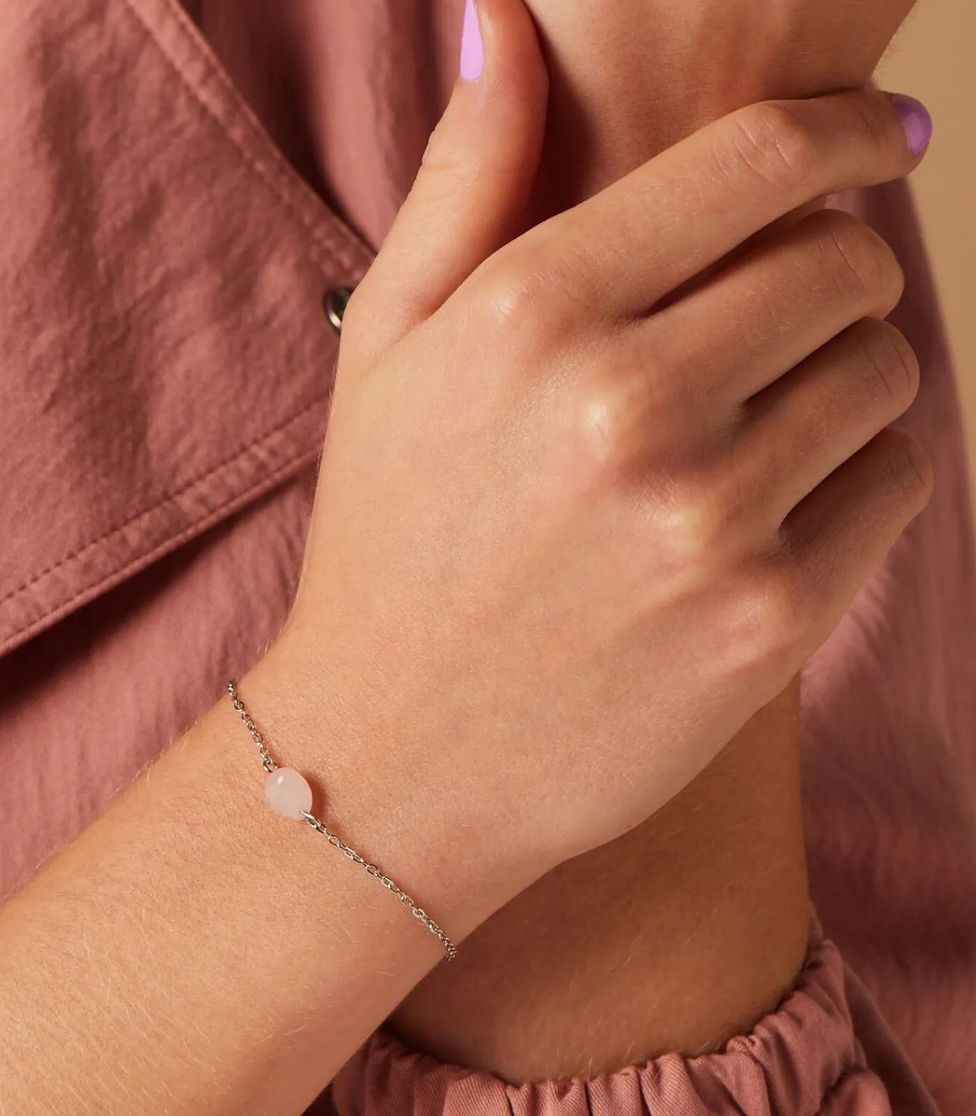 Lucardi Armband Staal 20 cm pink/silver Hot