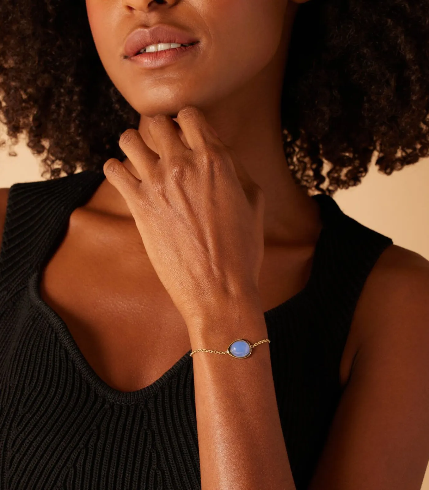 Lucardi Armband Staal 19 cm - Goudkleurig blue New