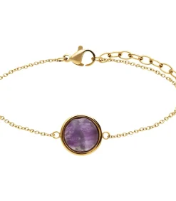 Lucardi Armband Staal 19 cm - Goudkleurig purple Best