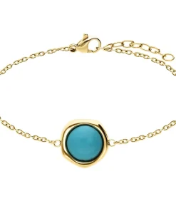 Lucardi Armband Staal 19 cm - Goudkleurig turquoise Online