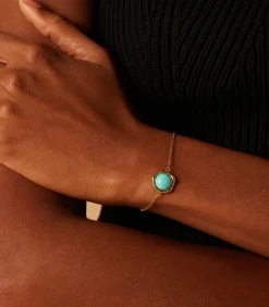 Lucardi Armband Staal 19 cm - Goudkleurig turquoise Online