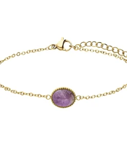Lucardi Armband Staal 19 cm - Goudkleurig purple New