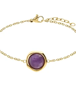 Lucardi Armband Staal 19 cm - Goudkleurig purple