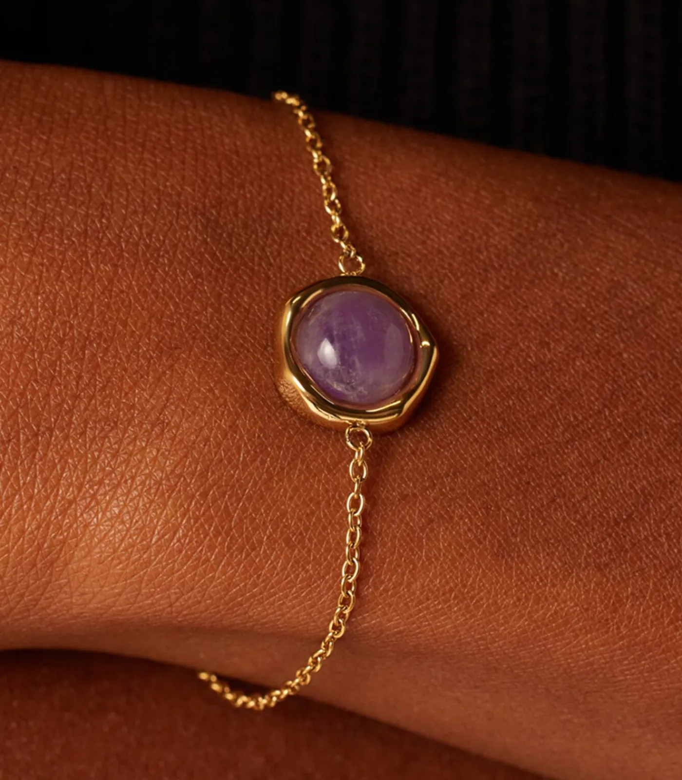 Lucardi Armband Staal 19 cm - Goudkleurig purple