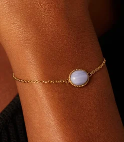 Lucardi Armband Staal 19 cm - Goudkleurig blue Clearance