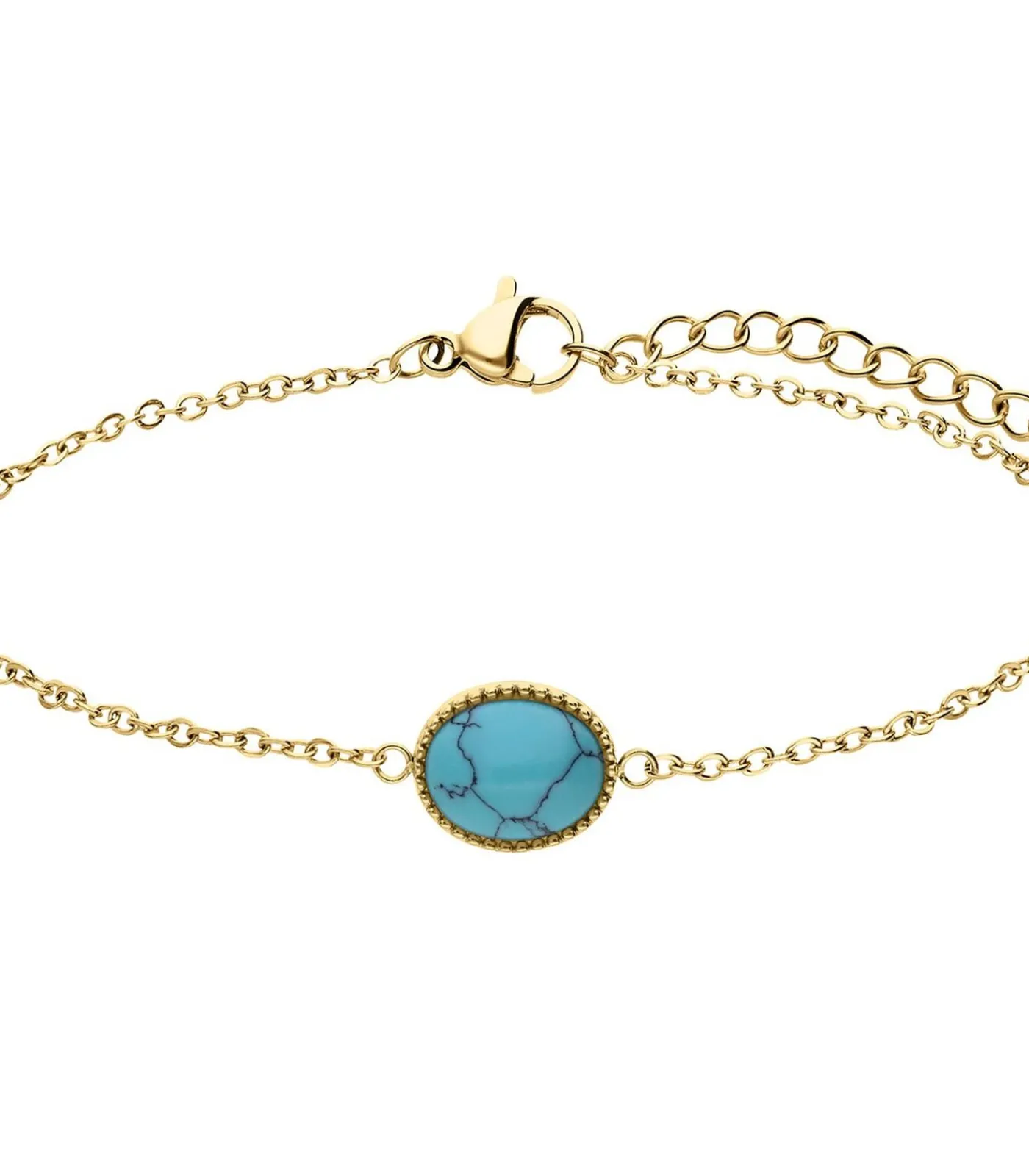 Lucardi Armband Staal 19 cm - Goudkleurig turquoise Best