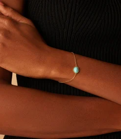 Lucardi Armband Staal 19 cm - Goudkleurig turquoise Best
