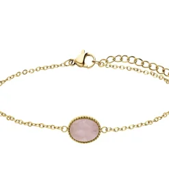 Lucardi Armband Staal 19 cm - Goudkleurig pink Outlet