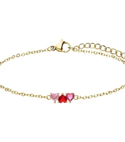Lucardi Armband Staal 19 cm - Goudkleurig pink Hot