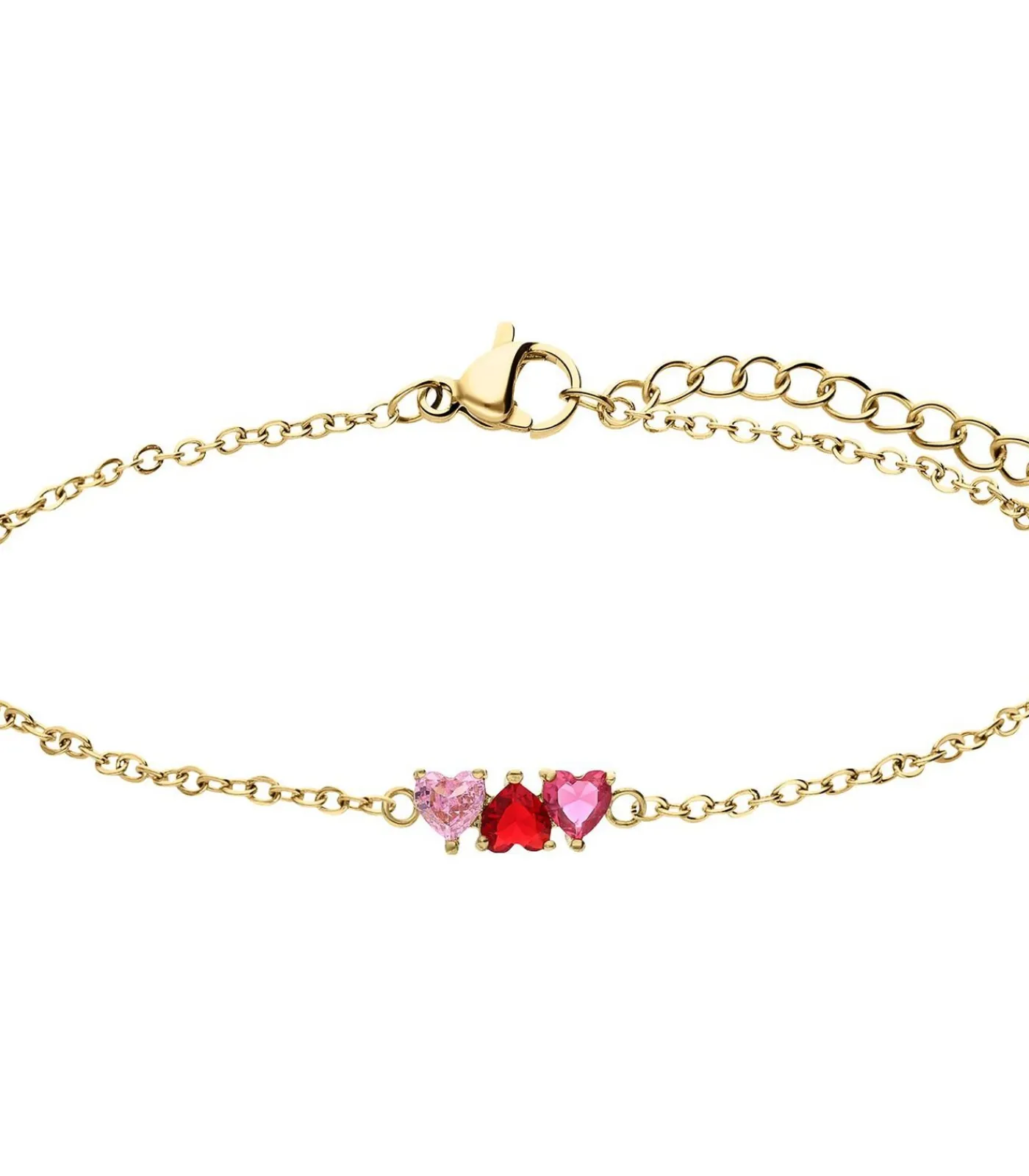 Lucardi Armband Staal 19 cm - Goudkleurig pink Hot