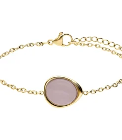 Lucardi Armband Staal 19 cm - Goudkleurig pink Sale