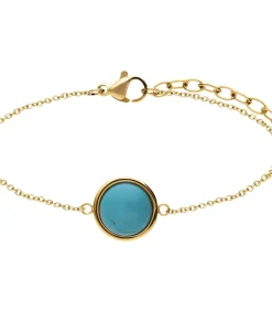 Lucardi Armband Staal 19 cm - Goudkleurig turquoise New