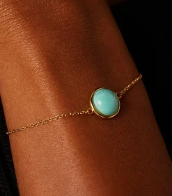 Lucardi Armband Staal 19 cm - Goudkleurig turquoise New