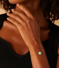 Lucardi Armband Staal 19 cm - Goudkleurig turquoise New