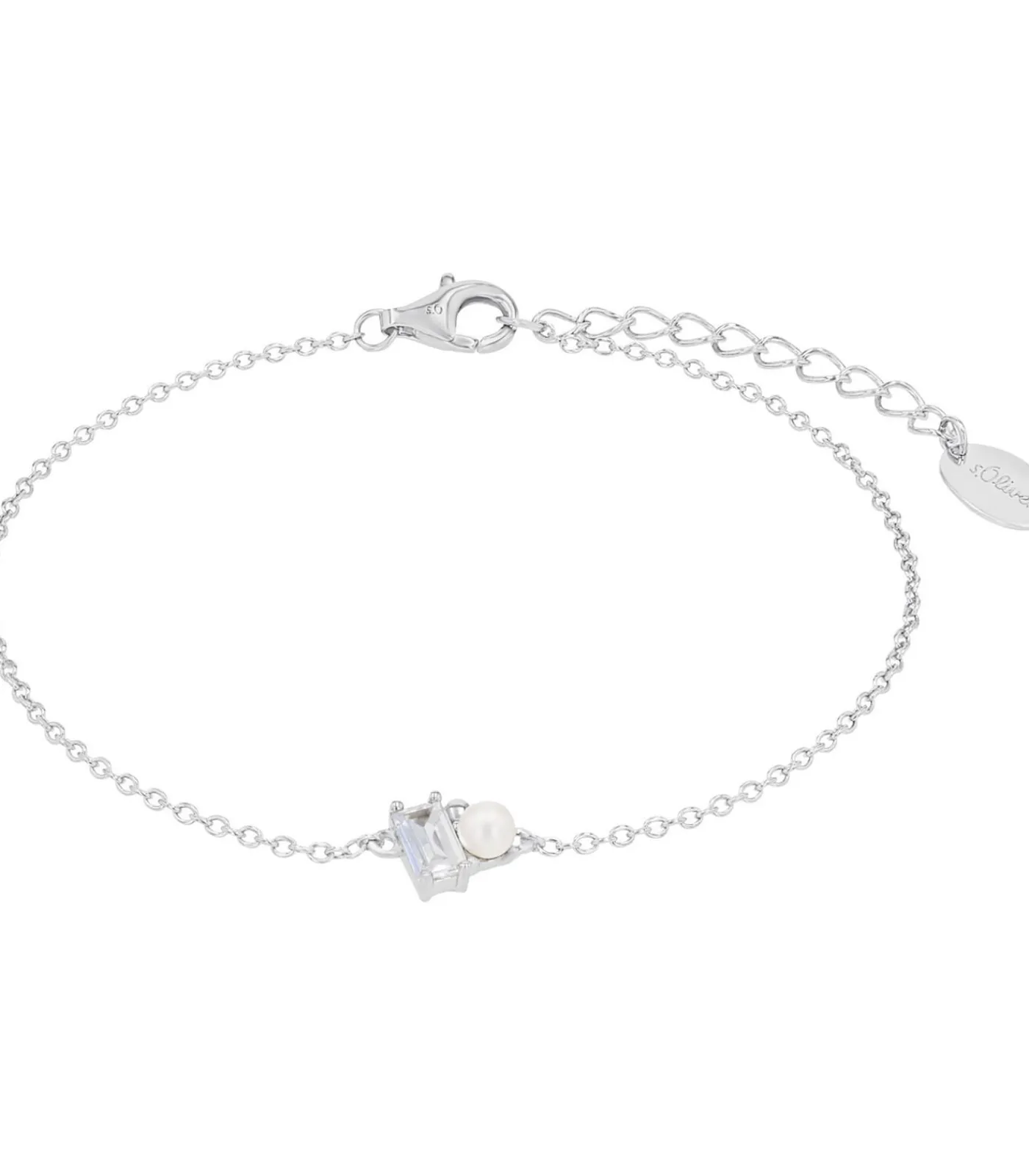 s.Oliver Armband voor dames, 925 Sterling zilver, zirkonia synth., schelp parel silver Best