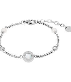 JOOP! Armband voor dames, roestvrij staal, zirkonia synth., glazen kraal silver Discount