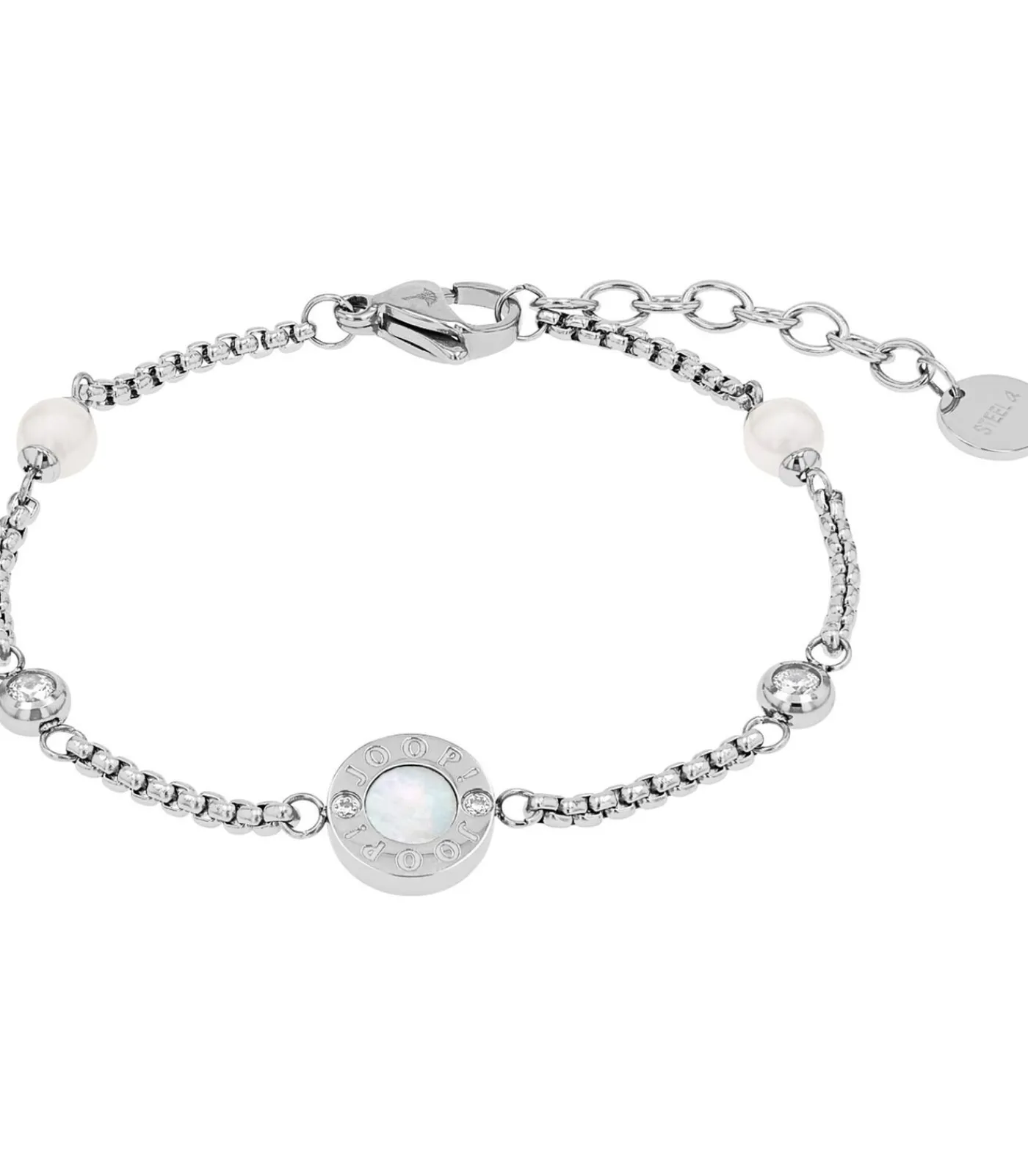 JOOP! Armband voor dames, roestvrij staal, zirkonia synth., glazen kraal silver Discount