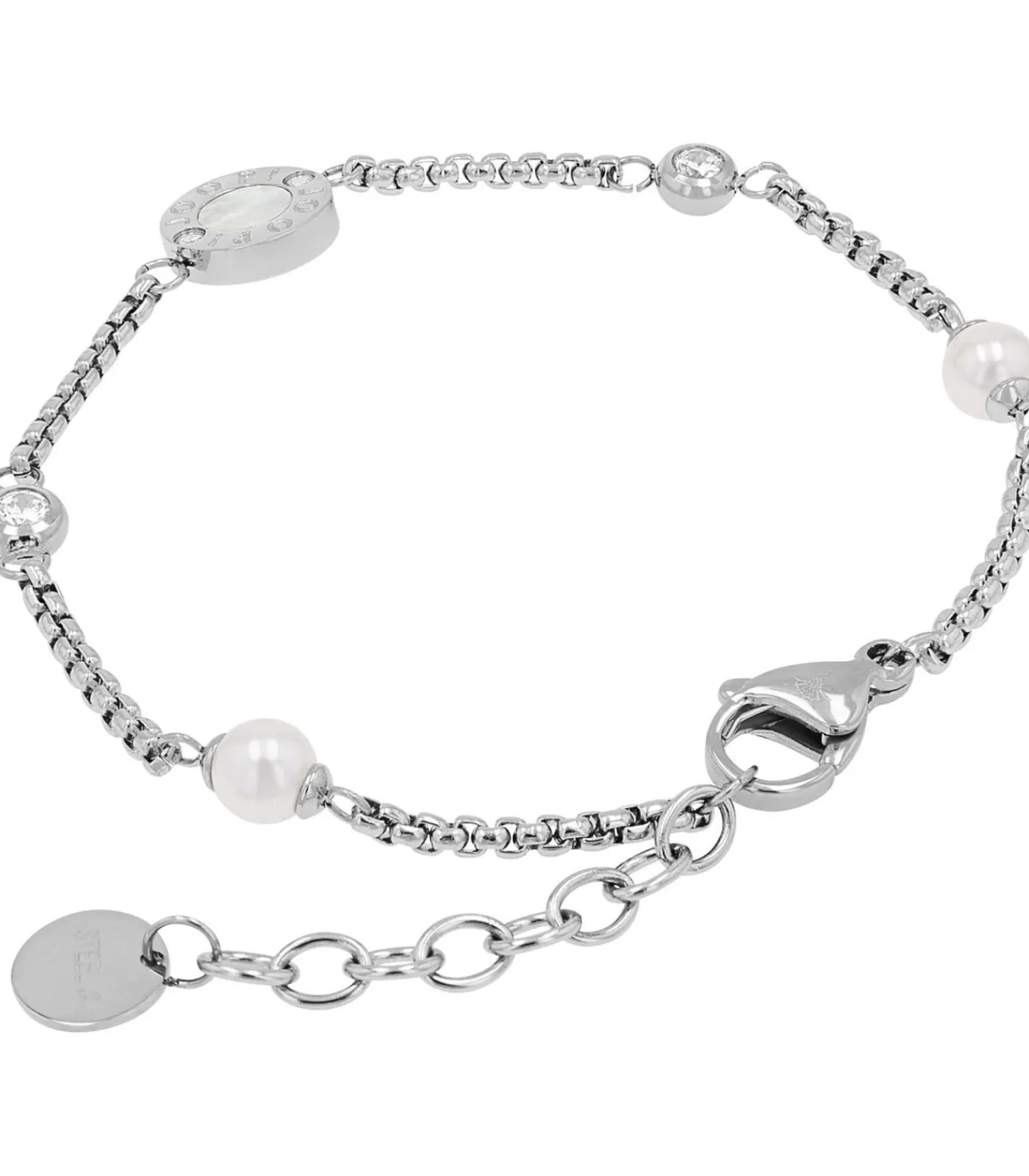 JOOP! Armband voor dames, roestvrij staal, zirkonia synth., glazen kraal silver Discount