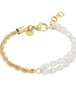 NOELANI Armband voor dames, roestvrij staal, schelp middenkraal white New