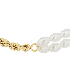 NOELANI Armband voor dames, roestvrij staal, schelp middenkraal white New