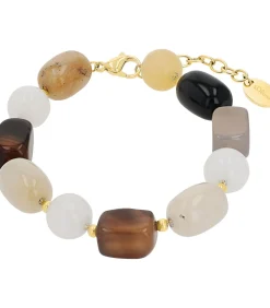 s.Oliver Armband voor dames, roestvrij staal, synthetische edelsteen, jade, agaat gold Sale