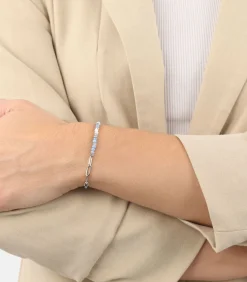 NOELANI Armband voor dames, roestvrij staal, glazen kraal silver Clearance