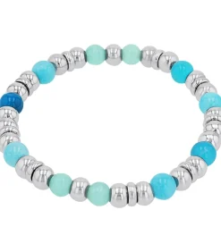 s.Oliver Armband voor dames, roestvrij staal, chalcedoon, agaat, stalen kralen silver Outlet