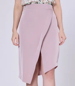 Smart & Joy Asymmetrische gekruiste rok pink