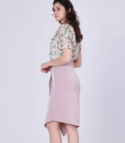 Smart & Joy Asymmetrische gekruiste rok pink