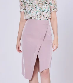 Smart & Joy Asymmetrische gekruiste rok pink