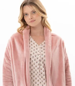 LE CHAT Asymmetrische jas van flanellen pluche ESSENTIEL 179 pink Sale