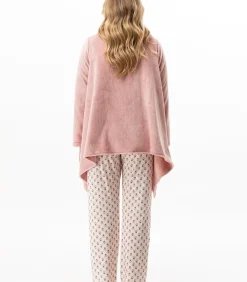 LE CHAT Asymmetrische jas van flanellen pluche ESSENTIEL 179 pink Sale