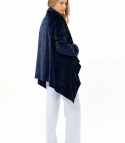 LE CHAT Asymmetrische jas van flanellen pluche ESSENTIEL 179 blue Sale