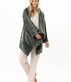 LE CHAT Asymmetrische jas van flanellen pluche ESSENTIEL 179 green Sale
