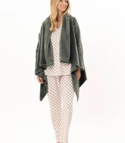 LE CHAT Asymmetrische jas van flanellen pluche ESSENTIEL 179 green Sale