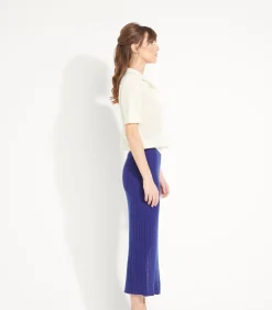 Studio Cashmere8 AVA 13 lange rok met split - 100% kasjmier darkBlue Clearance