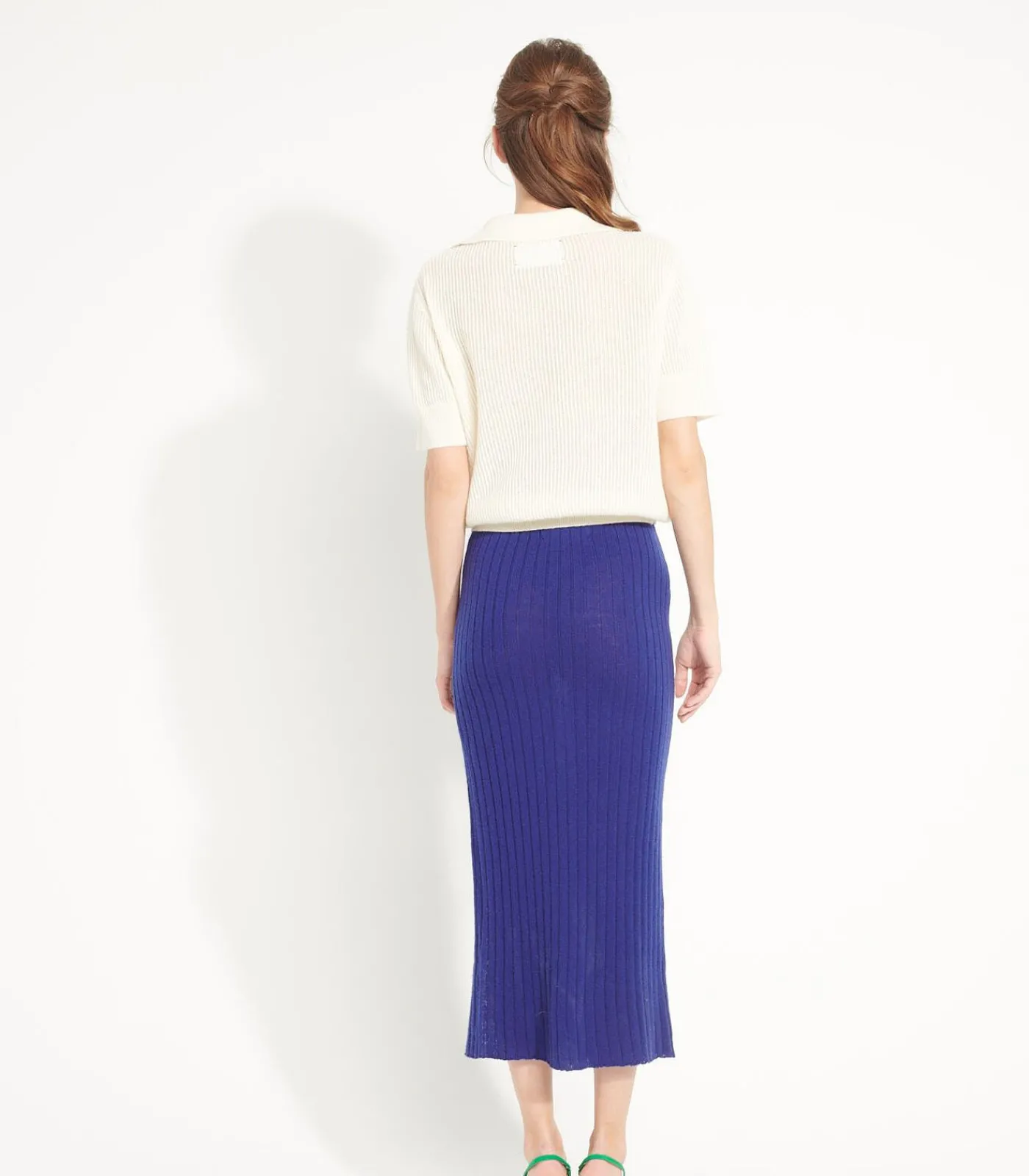 Studio Cashmere8 AVA 13 lange rok met split - 100% kasjmier darkBlue Clearance
