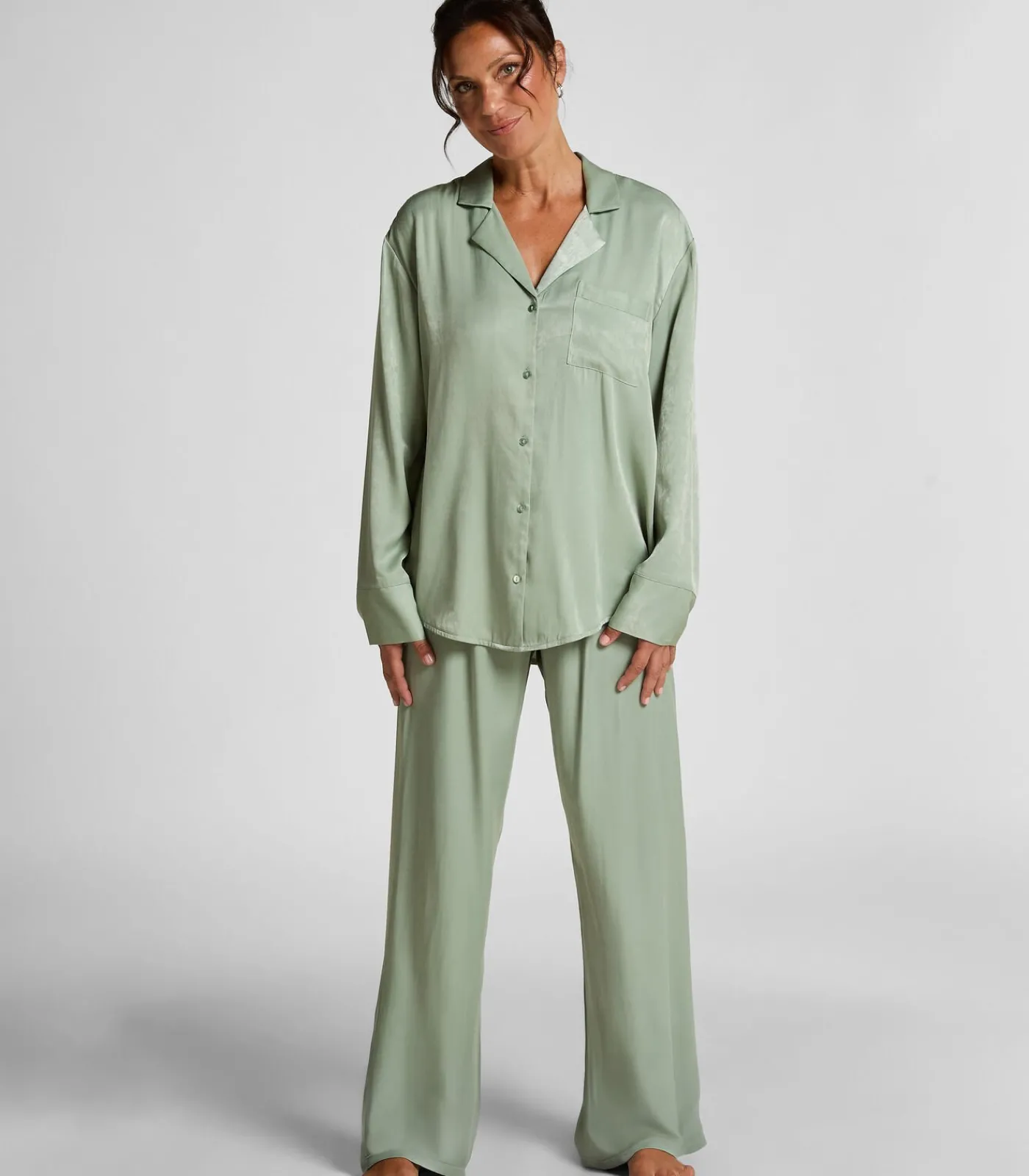 Hunkemöller Ayla Satin Long-Sleeved Jacket green Outlet