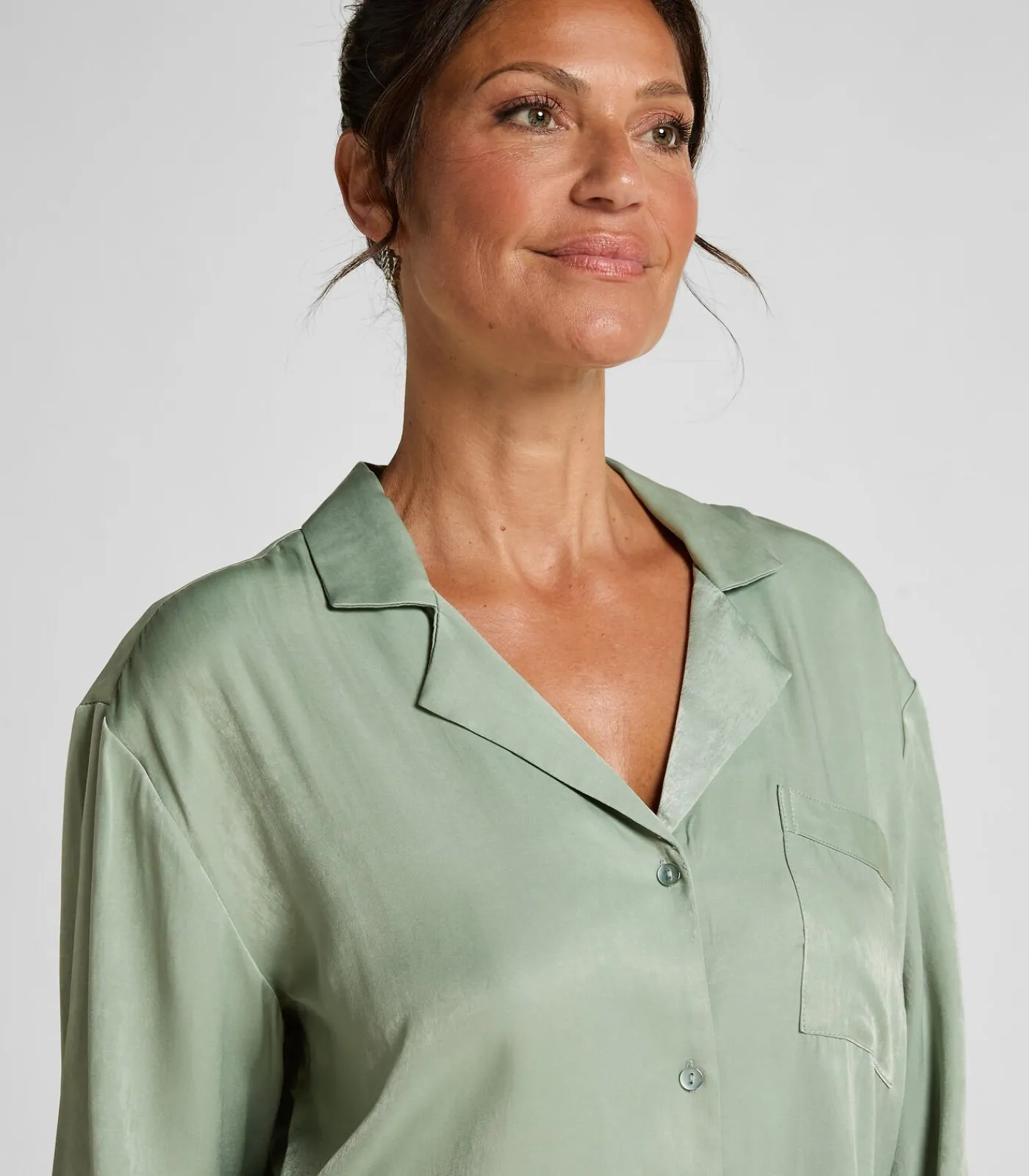Hunkemöller Ayla Satin Long-Sleeved Jacket green Outlet