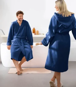 Mood!t Badjas Reese, Marineblauw - XL - Unisex - Katoen/Polyester blue Outlet