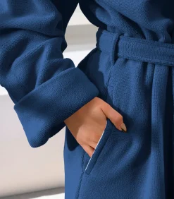 Mood!t Badjas Reese, Marineblauw - XL - Unisex - Katoen/Polyester blue Outlet