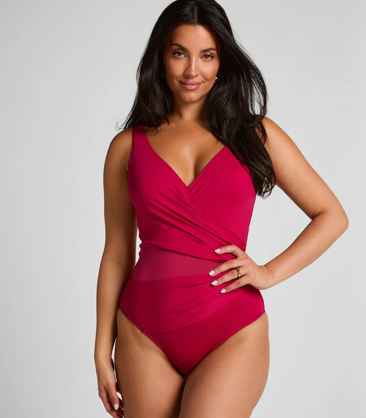 Hunkemöller Badpak Shaping Shell Mesh pink Outlet